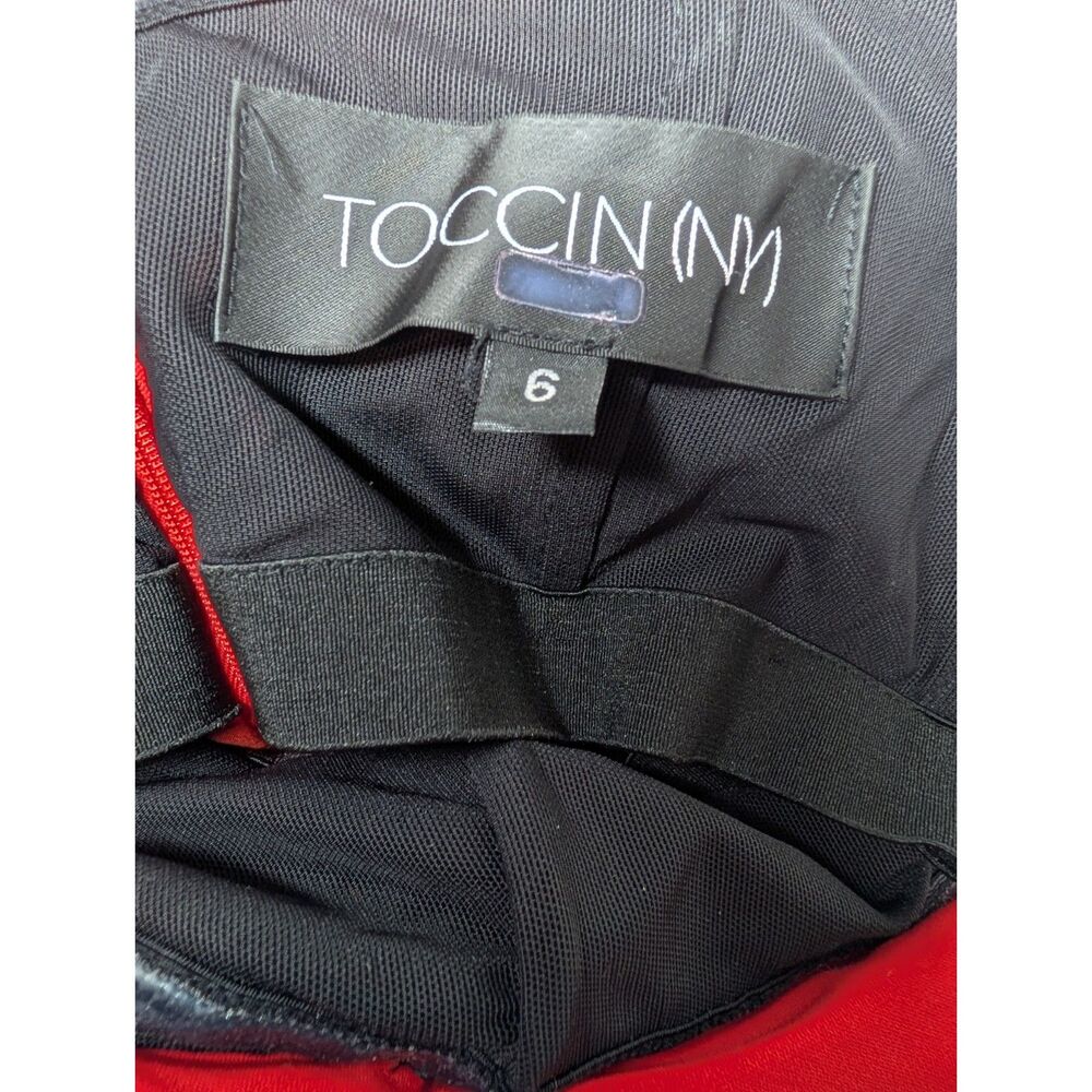 Toccin Strapless Colorblock Bow Dress Pink Red Size 6 Made in USA - Picture 9 of 9